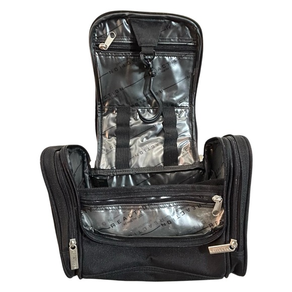 Kenneth Cole Reaction Toiletry Bag Travel Makeup Shaving Black Nylon Hanging - Picture 5 of 12